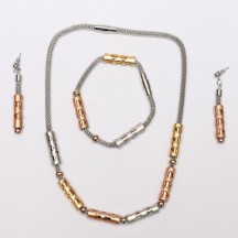 Silver Copper Necklace set With bracelet